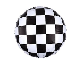 Checkered Balloon, One Happy Dude, Race Car Party Decor, Black & White Theme Decorations