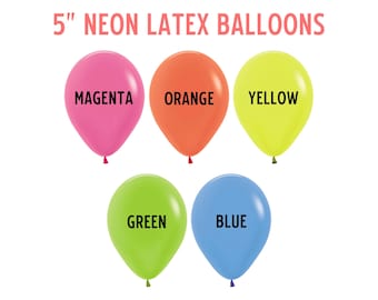 5" Neon Latex Balloons: Glow Party Decorations