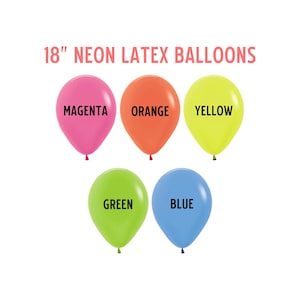18&quot; Neon Latex Balloon, Glow Party Decor, 80&#39;s, 90&#39;s Theme, Gamer Skate Birthday, Prom Backdrop, Retro, Girly Club Bachelorette