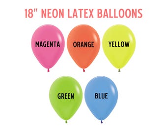 18" Neon Latex Balloons: Glow Party Decor