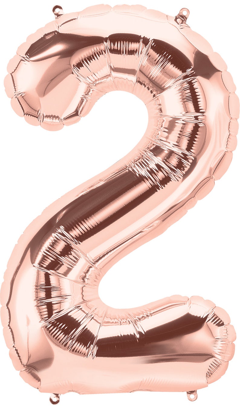 Two Balloon 34 Number 2 Gold Rose Gold Silver Mylar Balloon Second Birthday Decor Second Birthday Photo Prop 2 Number 2 Balloon