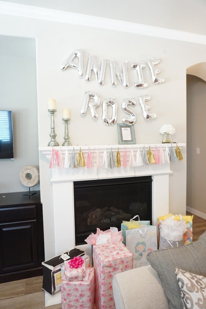 Oh Baby Balloons Birthday Decor Choose Your Letters Custom Balloons Silver Mylar CUSTOM Letter Balloons Baby Shower Decor