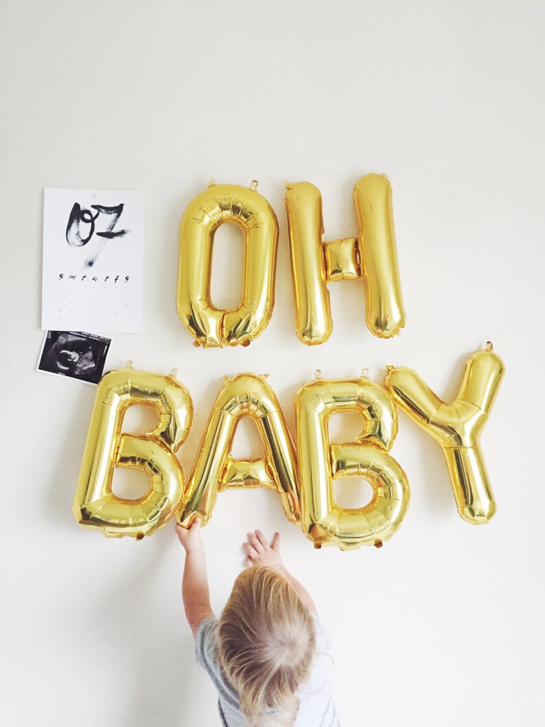 Gender Reveal Banner Gender Reveal Balloons Oh Baby Party Decor Oh Baby Balloons Baby Shower Decor Oh Baby Letter Balloons