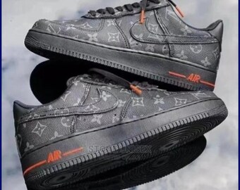 Chaussures de mode Custom AF1 Noir, Marque AF1 Peinte à la main, Chaussures Air Force 1 personnalisées, AF1 Custom 2024