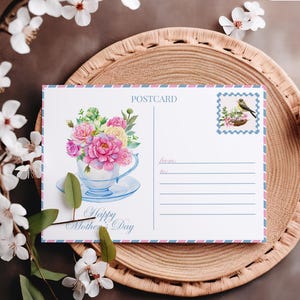 Tarjeta floral para el Día de la Madre, postal digital para el Día de la Madre, tarjeta de regalo para el Día de la Madre hecha a mano, imprimible