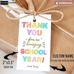 Teacher Appreciation Tag, Printable Thank You School Tags, Staff Appreciation Tags Editable, End of School Year Gift Tag for Teacher Staff