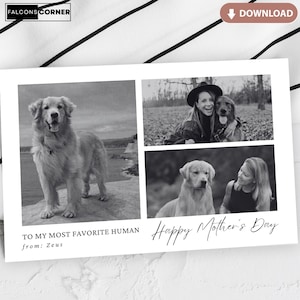 Tarjeta de collage de fotos para el Día de la Madre imprimible: Mamá, perro, abuela con imagen. Regalos para el Día de la Madre de hija, hijo y niños.