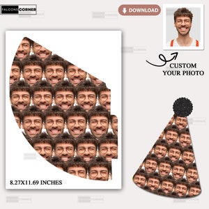 Personalized Birthday Hats, Printable Custom Adult Party Hats, Customized Birthday Hats with Photo Gift for Him Birthday