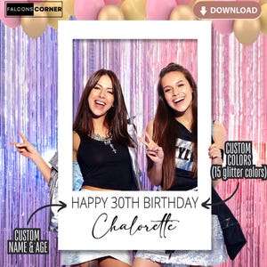 Selfie Photo Booth Props, Printable Birthday Photo Booth Template, Hanging Frame for Photo Booth, Digital Blank Photo Frame Prop for Him Her
