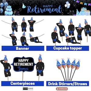 Party Decorations Retirement, Twerking Retirement Party Bundle, Printable Retirement Party Decor Men, Funny Retirement Party Supplies