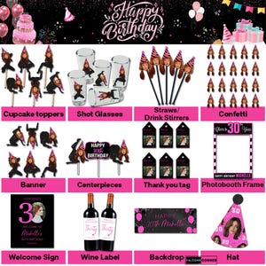 Funny Birthday Decor Women, Printable Twerk Birthday Party Bundle, Dirty 30 Birthday Decorating Ideas for Her
