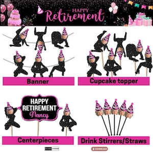 Retirement Party Decor for Women, Funny Retirement Party Bundle, Printable Retirement Decorations Party Supplies, Custom Retirement Photo