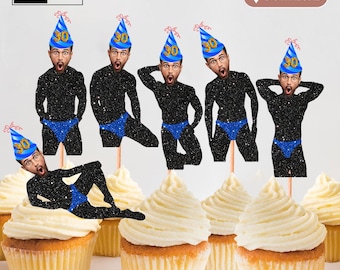 Personalized Birthday Cupcake Toppers: Custom Face, Funny Twerking Design (Digital Download)