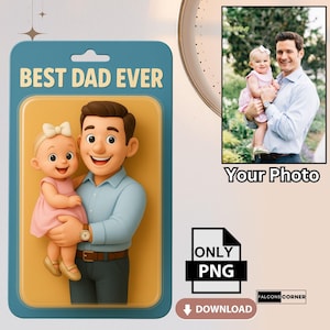 Personalized Father&#39;s Day Gift For Dad, Custom Action Figure, Action Figure Toy Box, Toy Figure from Your Photo, Personalized Digital Art