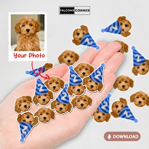 Confeti de cumpleaños personalizado, decoraciones digitales personalizadas para fiestas de perros, pegatinas de confeti personalizadas para la cara, regalo para cumpleaños de perros