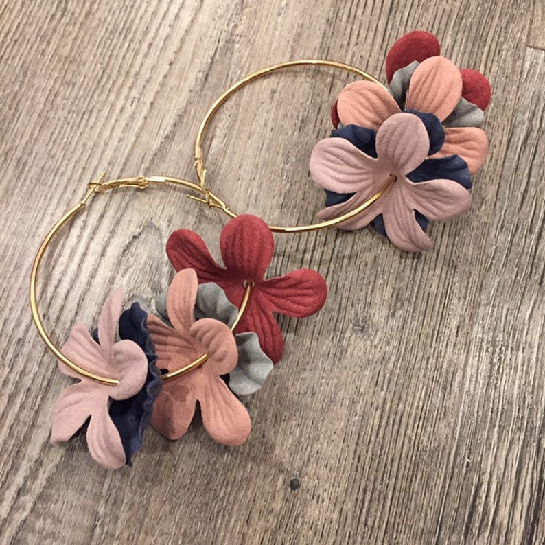 flower jewellery mehndi flower jewelry for haldi indian Large Hoop Earrings Gold Flower Hoops Flower Earrings Fabric Flowers Jewelry