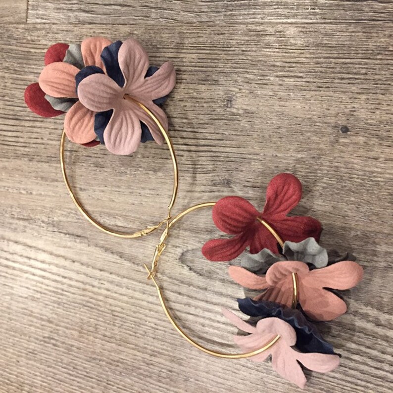 flower jewellery mehndi flower jewelry for haldi indian Large Hoop Earrings Gold Flower Hoops Flower Earrings Fabric Flowers Jewelry