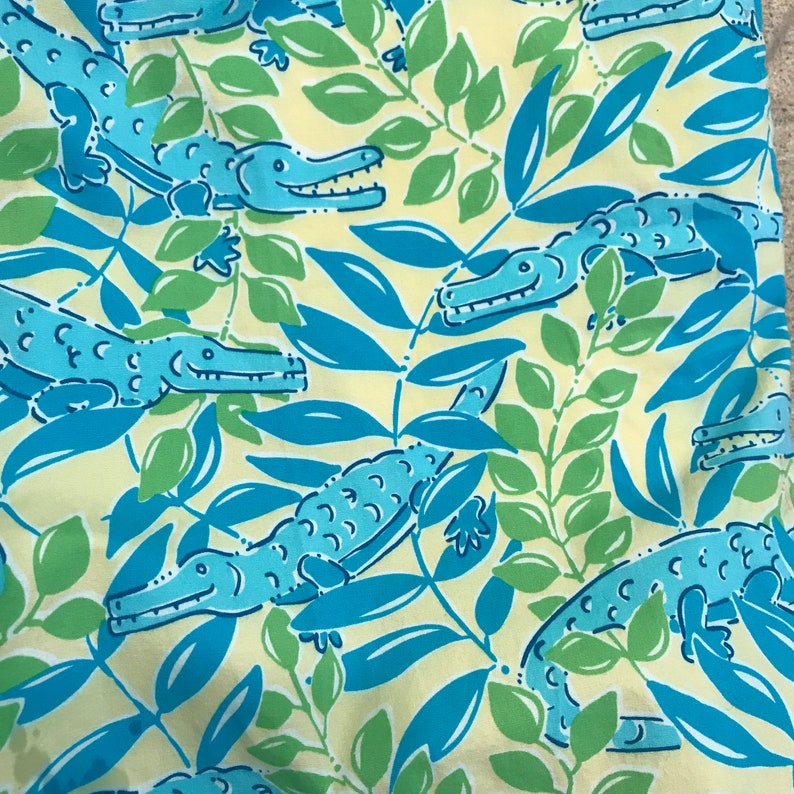 Vintage 90/'s Lilly Pulitzer Size 4 Mimosa Everglades Shorts Flat Front Alligators Blue Green