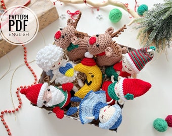 Crochet Christmas ornaments: Elves, Angel, Santa, Snowflake, Reindeer and Moon/Pattern/PDF/English only/ Christmas toys, Christmas