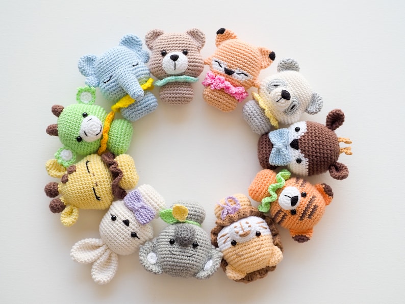Crochet Mini Toys: elephant, tiger, panda, koala, lion and monkey /Pattern/PDF/English only/ Amigurumi, Baby Mobile Toy, Safari toys image 9