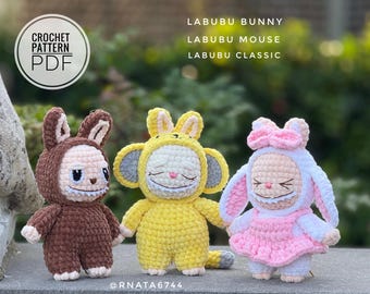 Crochet Labubu Plush Toy/Pattern, 3 in 1, PDF, English only/Labubu, Amigurumi, Baby Toy, Plush Toy, Crocheted Labubu Doll