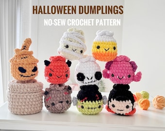 Patrón de ganchillo para hacer dumplings de Halloween sin coser / Dimple the Dumpling 9 en 1 / PDF de amigurumi de Halloween