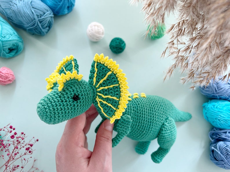 Crochet Dinosaurs: dilophosaurus, pterodactyl, ankylosaurs and triceratops/Pattern/PDF/ English only/ Amigurumi, Dinosaurs, Dinosaurs toys image 9