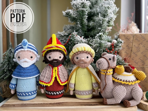 Crochet Nativity Set Pattern: Three Kings and Camel (PDF)