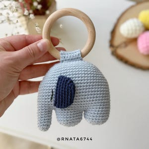 Patrón de ganchillo para sonajero de elefante y clip para chupete (PDF) imagen 5