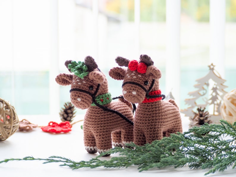 Crochet Christmas Reindeers with Sleigh /Pattern/PDF/English only/ Christmas ornaments, Christmas Tree Decoration, Christmas toys, Amigurumi image 5