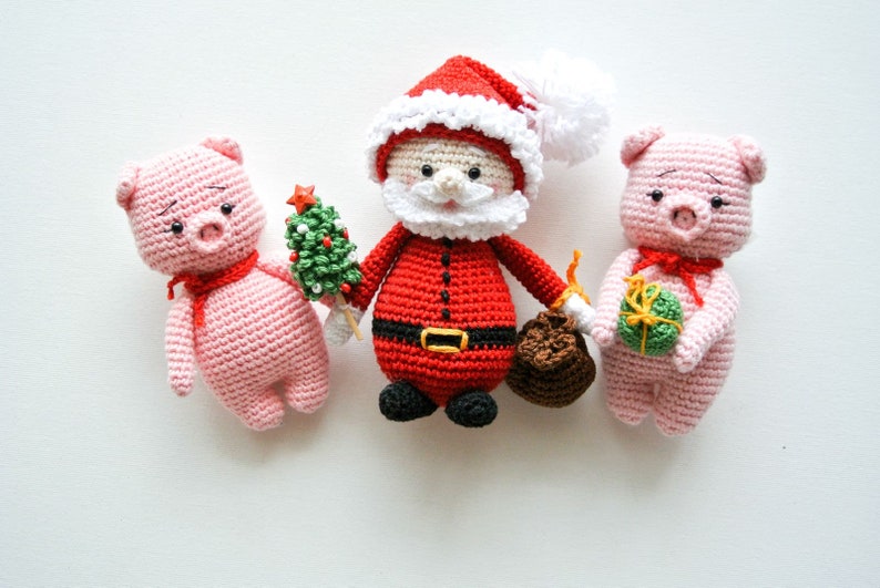 Crochet Christmas Decoration: Santa, Piggi and Gingerbread, Pattern, PDF, English, Amigurumi image 3