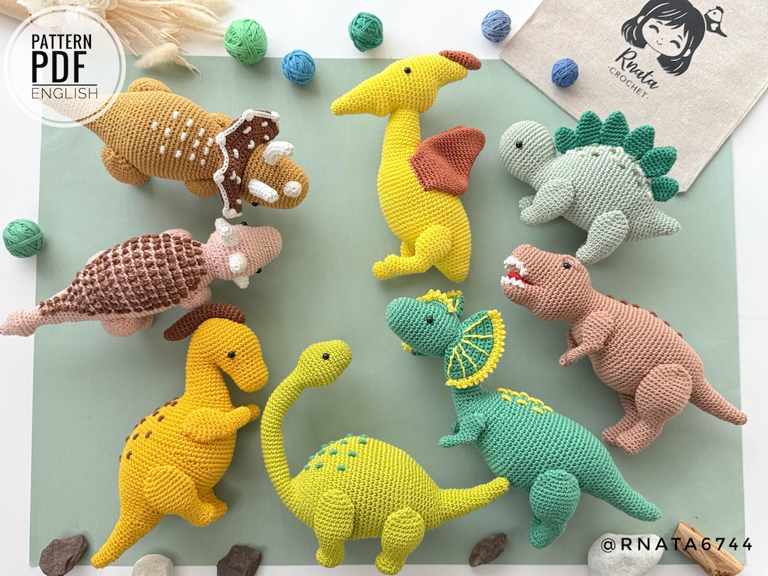 Crochet Dinosaurs Pattern: Bundle of 8 Dinosaur Toys (PDF) - Etsy