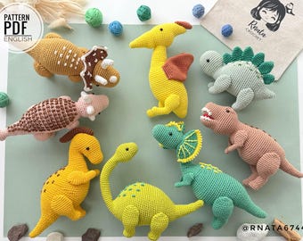 Crochet Dinosaurs Pattern: Bundle of 8 Dinosaur Toys (PDF)