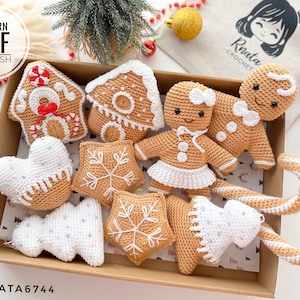 Patrón de adornos de jengibre a crochet: Adornos para árbol de Navidad (PDF)