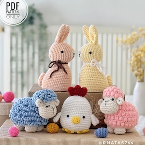 Häkelanleitung für Osterhase, Schaf, Küken & Eier (PDF)