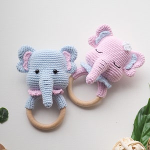 Crochet Elephant teethe/rattle/holder /Pattern/PDF/English, German only/ Amigurumi, Baby shower, Baby toy, Newborn, Plush toy, Newborn Toy image 10