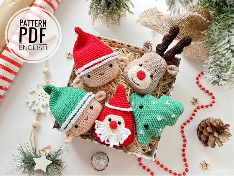 Crochet Christmas Ornaments: Elf, Christmas Tree, Santa and Reindeer /Pattern/PDF/English only/ Christmas gift, Christmas Decoration Toys image 2