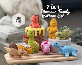 Haakpatroon dinosaurussen - Low Sew Mini Dinosaurus, Mini Toys (pdf)