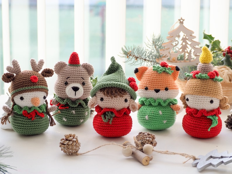 Crochet Christmas Ornaments: Elf, Bear, Fox, Candle and Snowman /Pattern/PDF/English, German only/ Christmas gift, Christmas ornament toys image 2