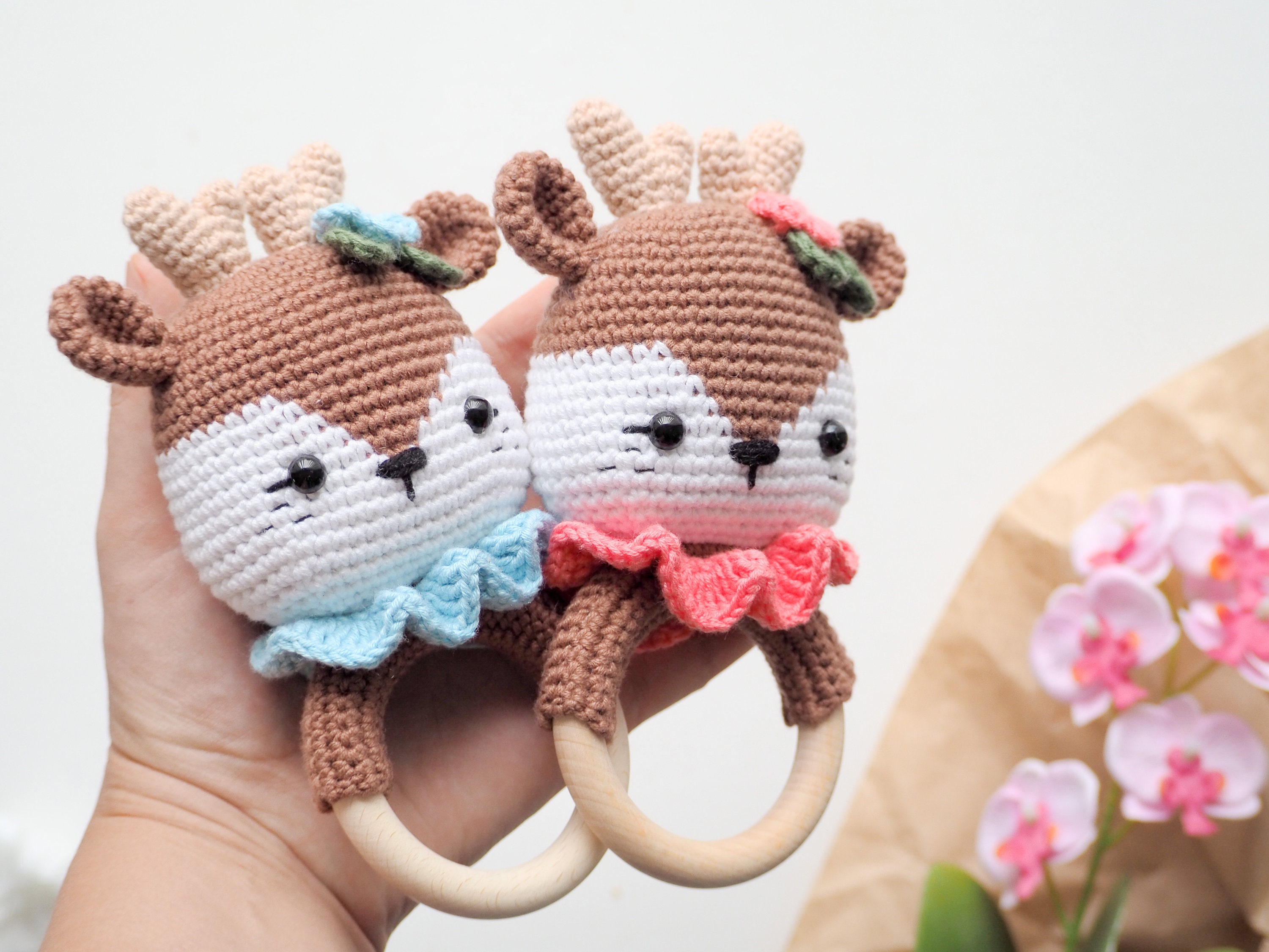 Crochet Reindeer Rattle/teether Holder Pattern PDF English Etsy Australia