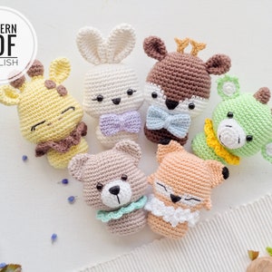 Crochet Mini Toys: giraffe, bunny, fox, dragon, reindeer and teddy /Pattern/PDF/English only/ Amigurumi, Baby mobile, Baby toys, baby shower