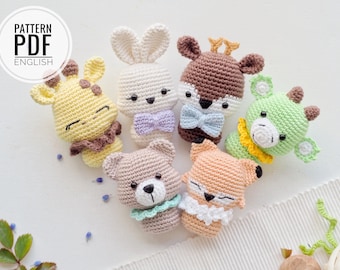 Crochet Mini Toys: giraffe, bunny, fox, dragon, reindeer and teddy /Pattern/PDF/English only/ Amigurumi, Baby mobile, Baby toys, baby shower
