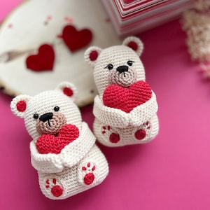 Crochet Valentines Bear /Pattern/PDF/English only/ Valentines toy, Valentines Bear, Amigurumi, Crochet Bear with Heart image 7