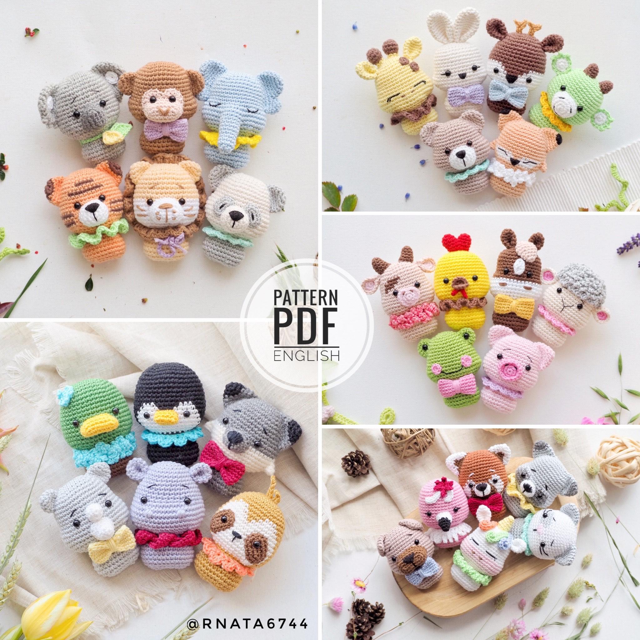 かぎ針編みのミニ動物柄セット：30個のあみぐるみベビーおもちゃ（PDF