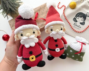 かぎ針編みサンタのあみぐるみパターン: クリスマスおもちゃ (PDF