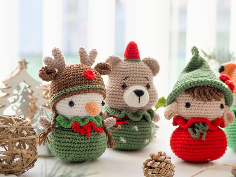 Crochet Christmas Ornaments: Elf, Bear, Fox, Candle and Snowman /Pattern/PDF/English, German only/ Christmas gift, Christmas ornament toys image 3