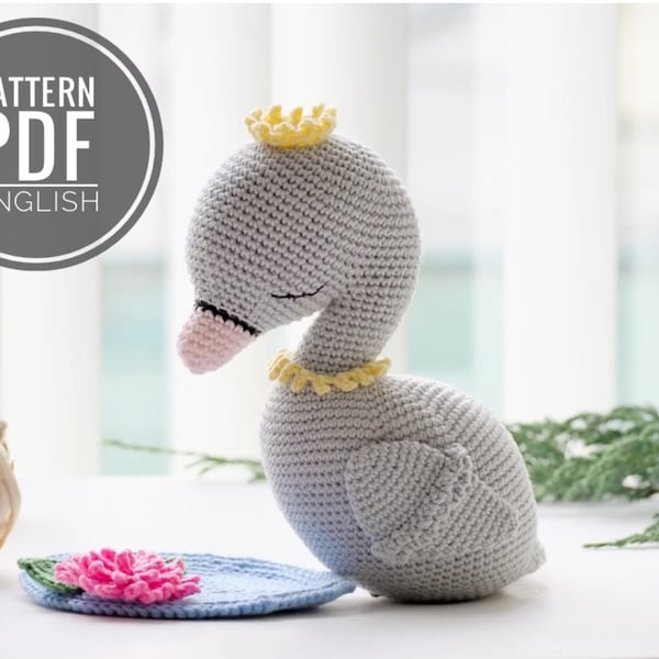 Crochet Swan Chloe /Pattern/PDF/English only/ Amigurumi, Crocheted Toy, Swan, Baby Toy, Newborn Toy, Plush Swan