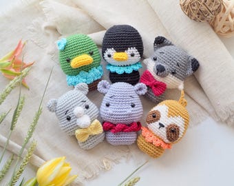 かぎ針編みのミニ動物柄セット：30個のあみぐるみベビーおもちゃ（PDF