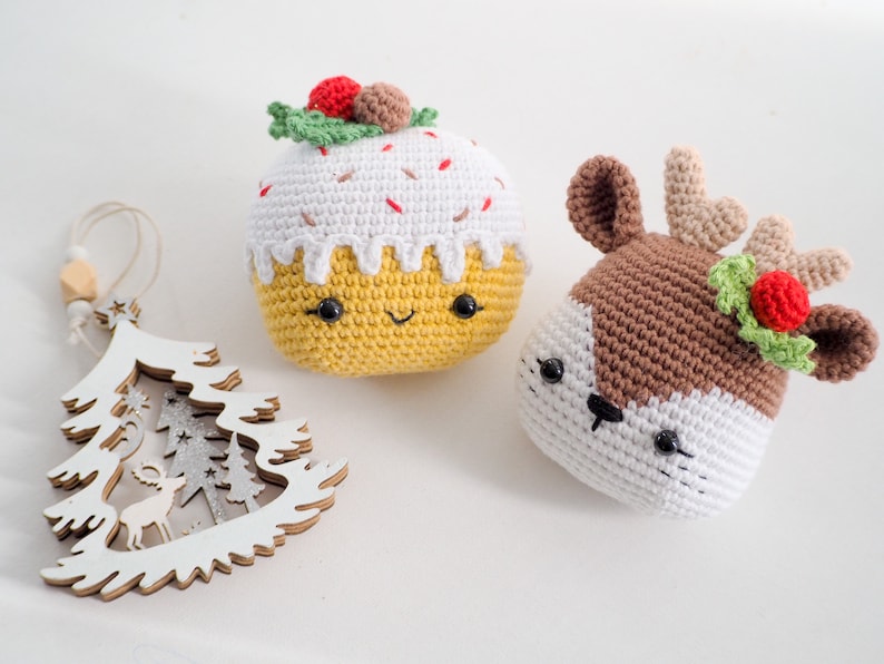 Crochet Christmas decoration: Elf, Santa, Reindeer and Cupcake,/Pattern/ English only/ Amigurumi, Christmas ornaments, Christmas Tree Decor image 6