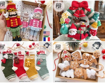 Crochet Christmas Bundle: Nutcracker, Wreath, Gingerbread, Stocking Pattern (PDF)